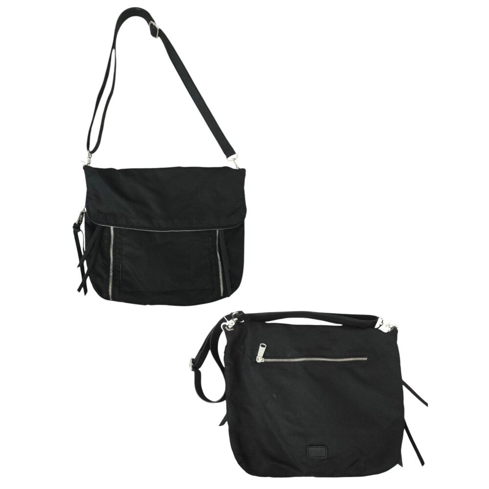Co-Lab Black Nylon Crossbody Bag Adjustable Strap Multiple Zipper Pockets